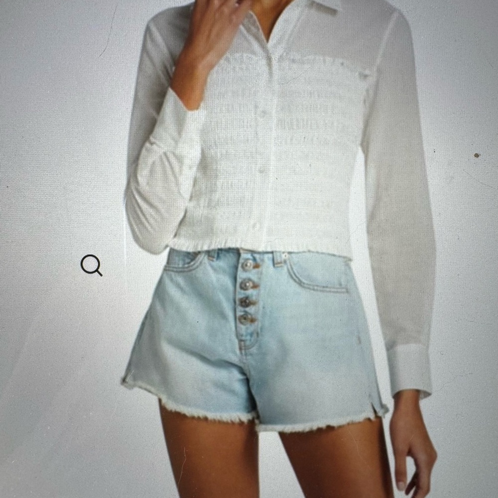VERONICA BEARD SMOCKED COTTON CROP SHIRT - Picture 6 of 6